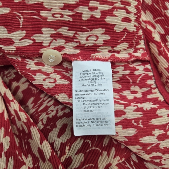 Madewell Red and White Relaxed Tie Front Blouse -Size S - 100% Polyester - Picture 8 of 9